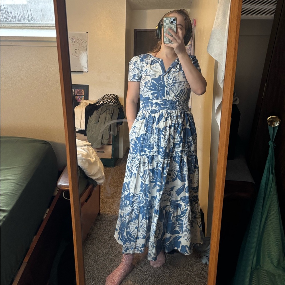 Cynthia Rowley Blue and White Floral Maxi Dress